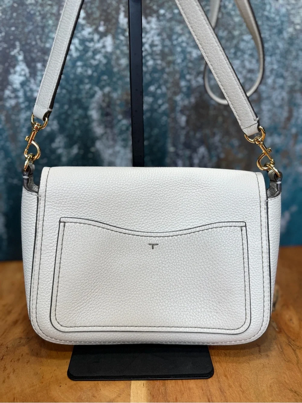 Tory Burch Quiet Luxury Thea Pebbled Leather Flap Crossbody New Ivory